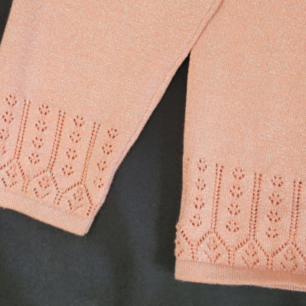 Alfred Dunner Sequined Mock Neck Sweater in Metallic Light Coral - Picture 4 of 5